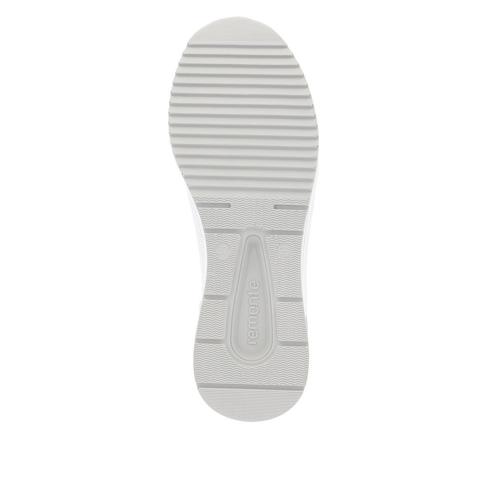 remonte baskets blanches femmes D0T06-80 avec une fermeture éclair. Semelle extérieure de la chaussure.
