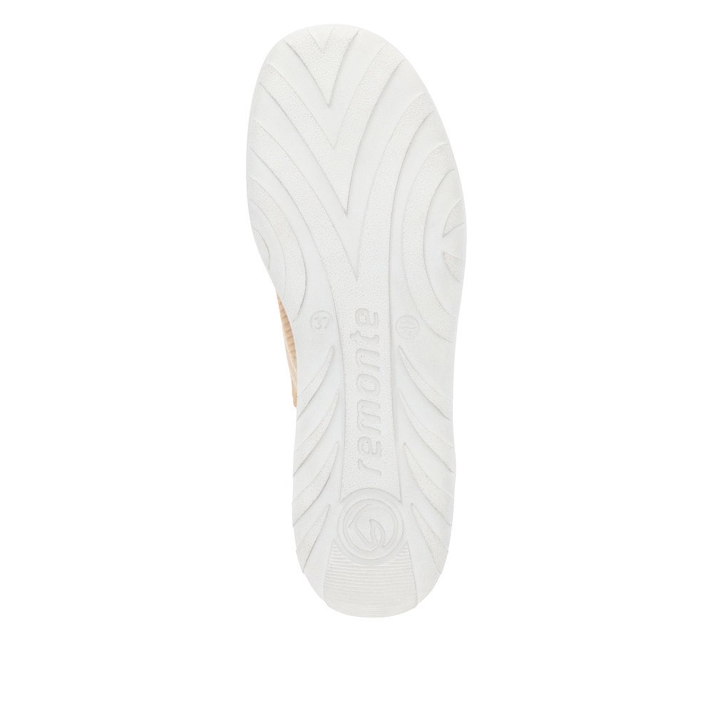 Sand beige remonte women´s slippers R3518-20 with comfort width G. Outsole of the shoe.