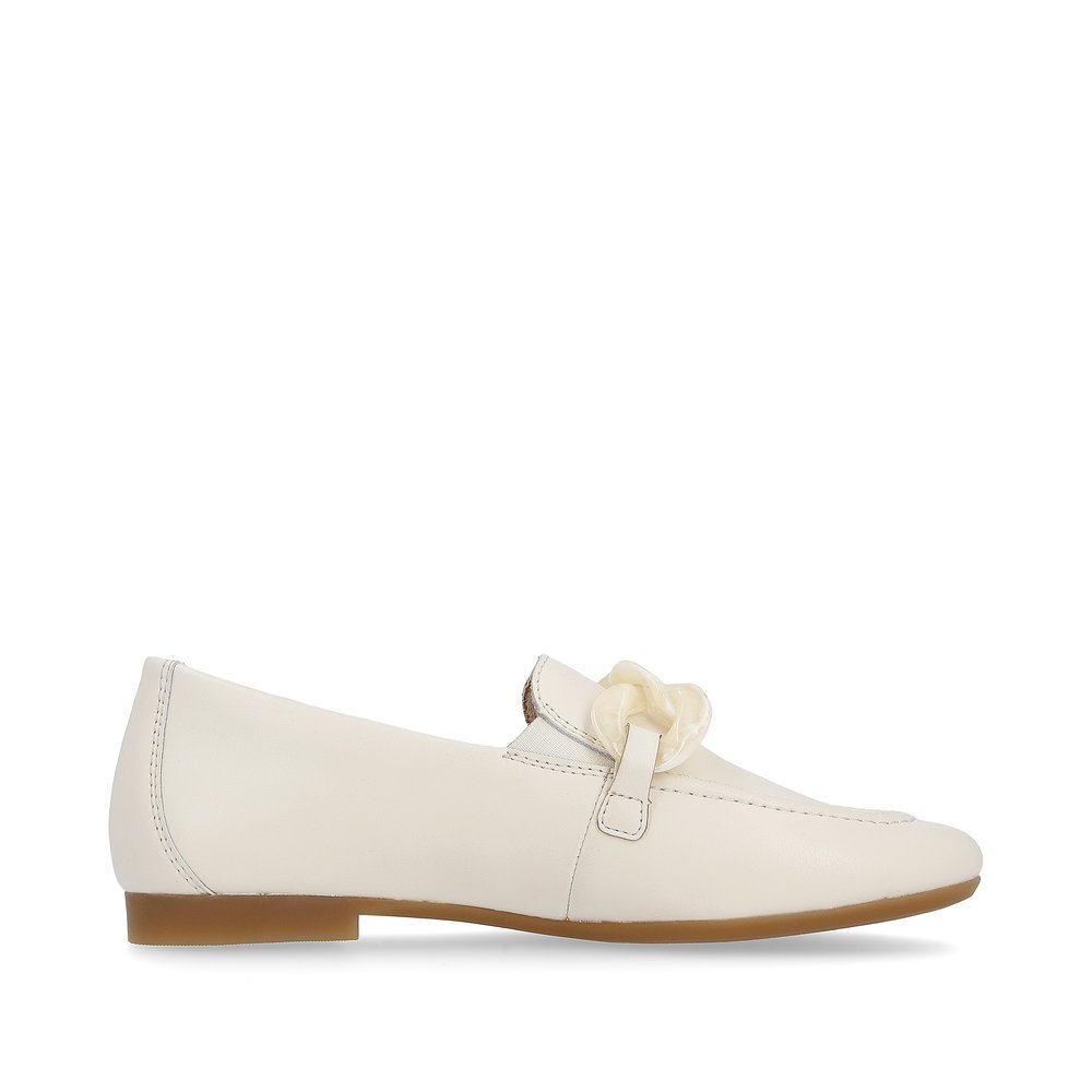 Macchiato white remonte women´s loafers D0K00-80 with elastic insert. Shoe inside.