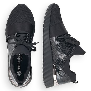 Schwarze Halbschuhe aus Kunstleder mit Lite'n Soft Technologie, ultraleichter und rutschfester Laufsohle, extra weicher Komfort Einlegesohle und Wechselfußbett. Schuhe Innenseite.