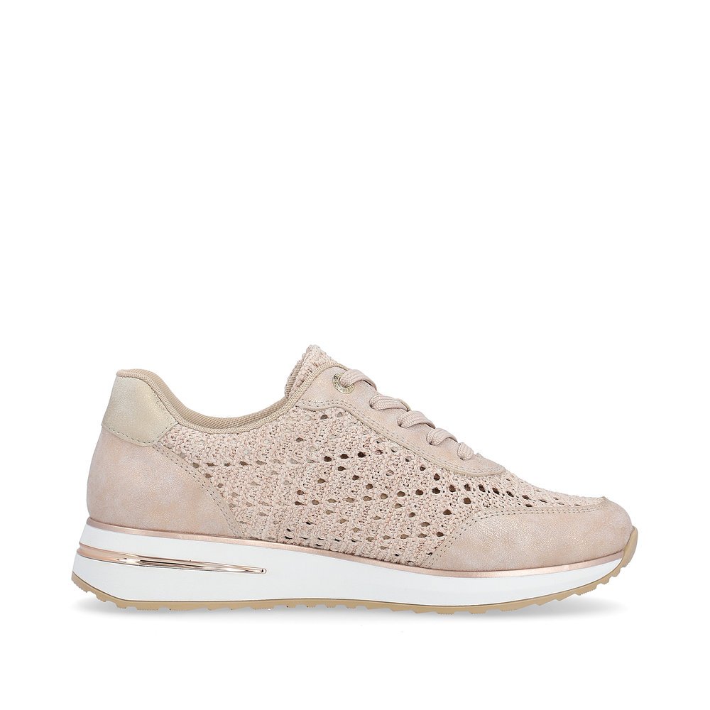 Pink remonte women´s sneakers D1G04-31 with a lacing and perforated look. Shoe inside.