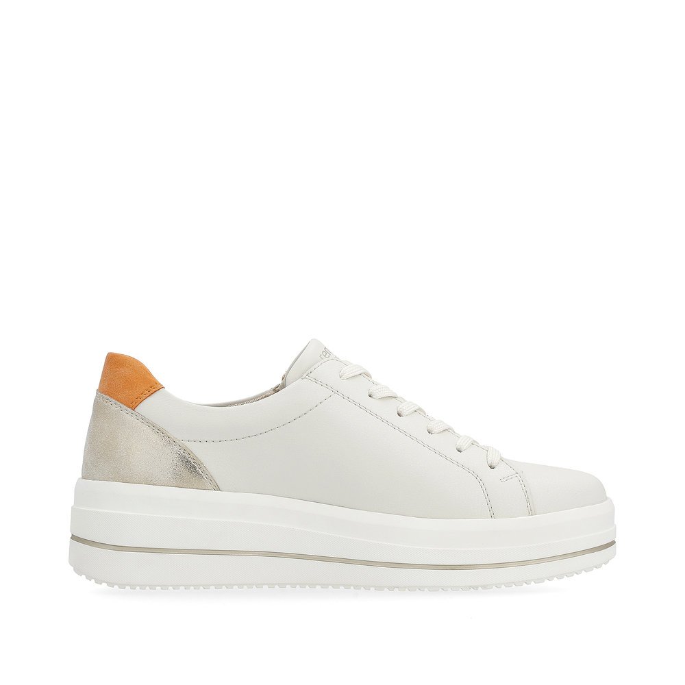 White remonte women´s sneakers D1C01-82 with a zipper and comfort width G. Shoe inside.