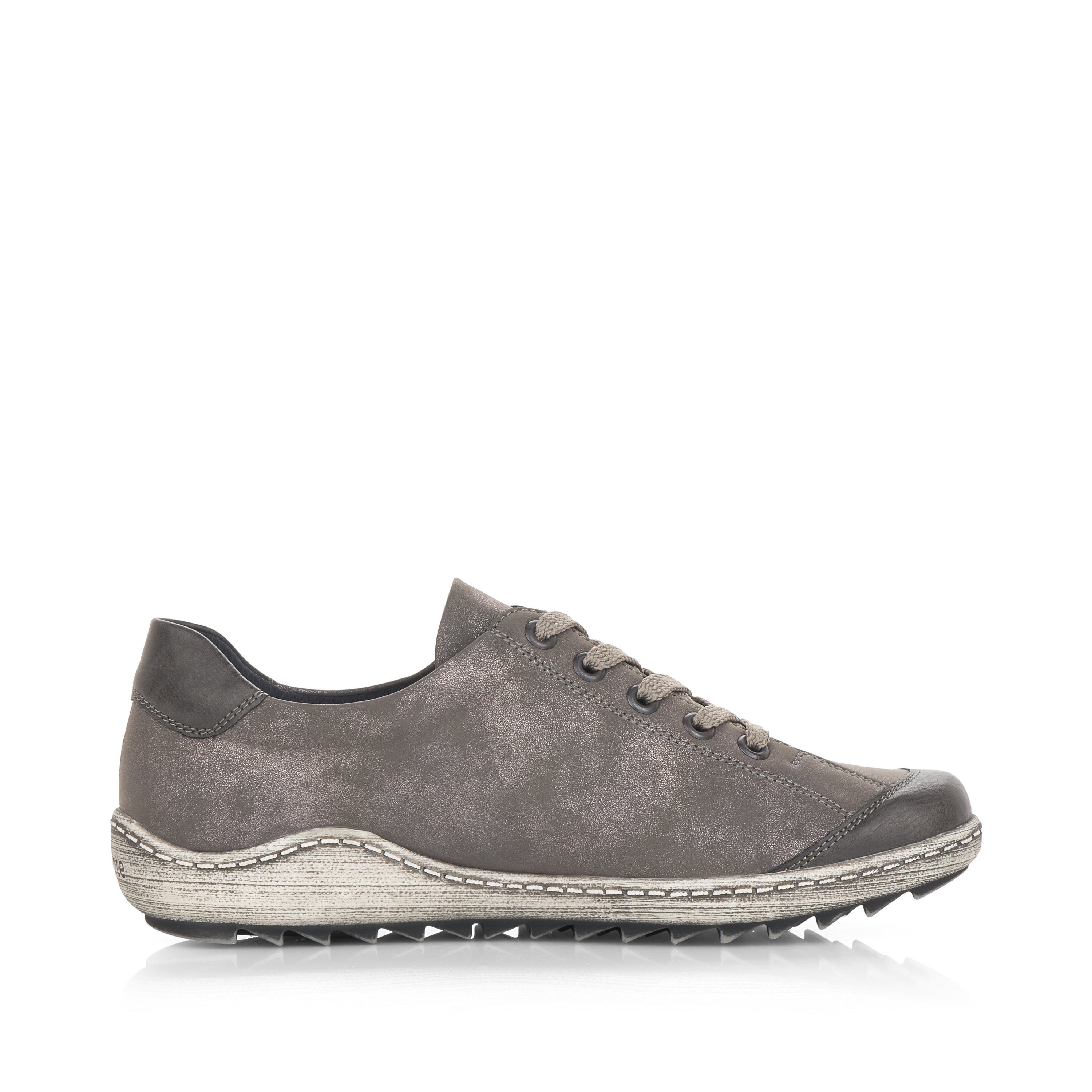 Silver grey remonte women´s lace-up shoes R1402-44 with flexible profile sole. Shoe inside