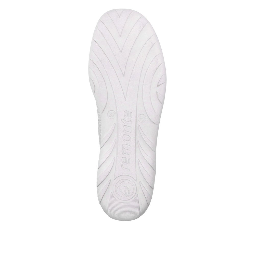 Brilliant white remonte women´s slippers R3518-80 with comfort width G. Outsole of the shoe.