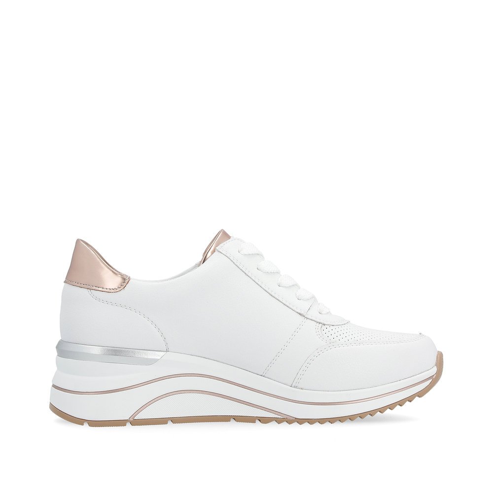 Weiße remonte Damen Sneaker D0T04-80 mit Reißverschluss sowie Extraweite H. Schuh Innenseite.