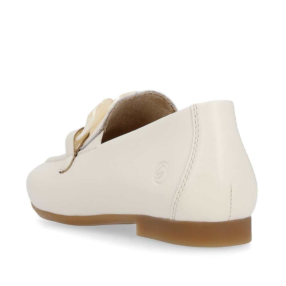 Macchiato white remonte women´s loafers D0K00-80 with elastic insert. Shoe from the back.