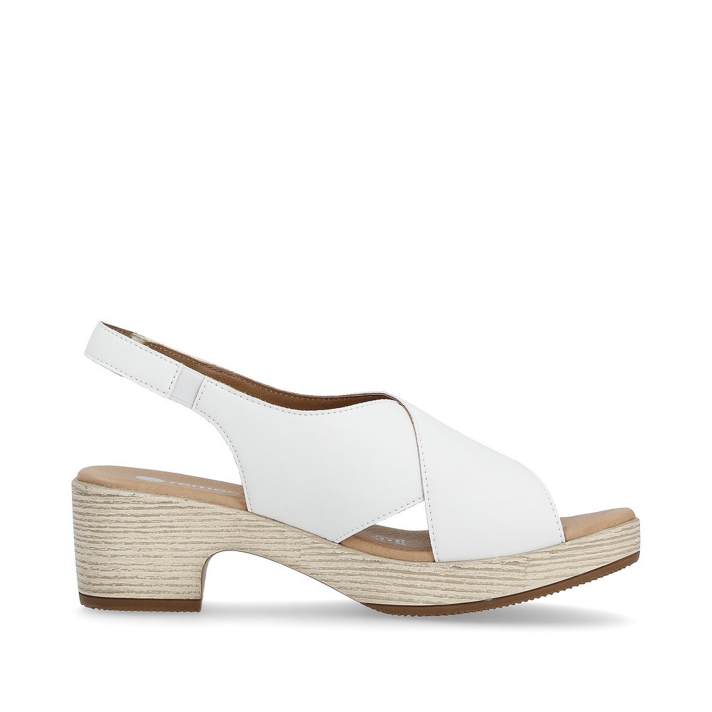 White remonte women´s strap sandals D0N54-80 with a hook and loop fastener. Shoe inside.