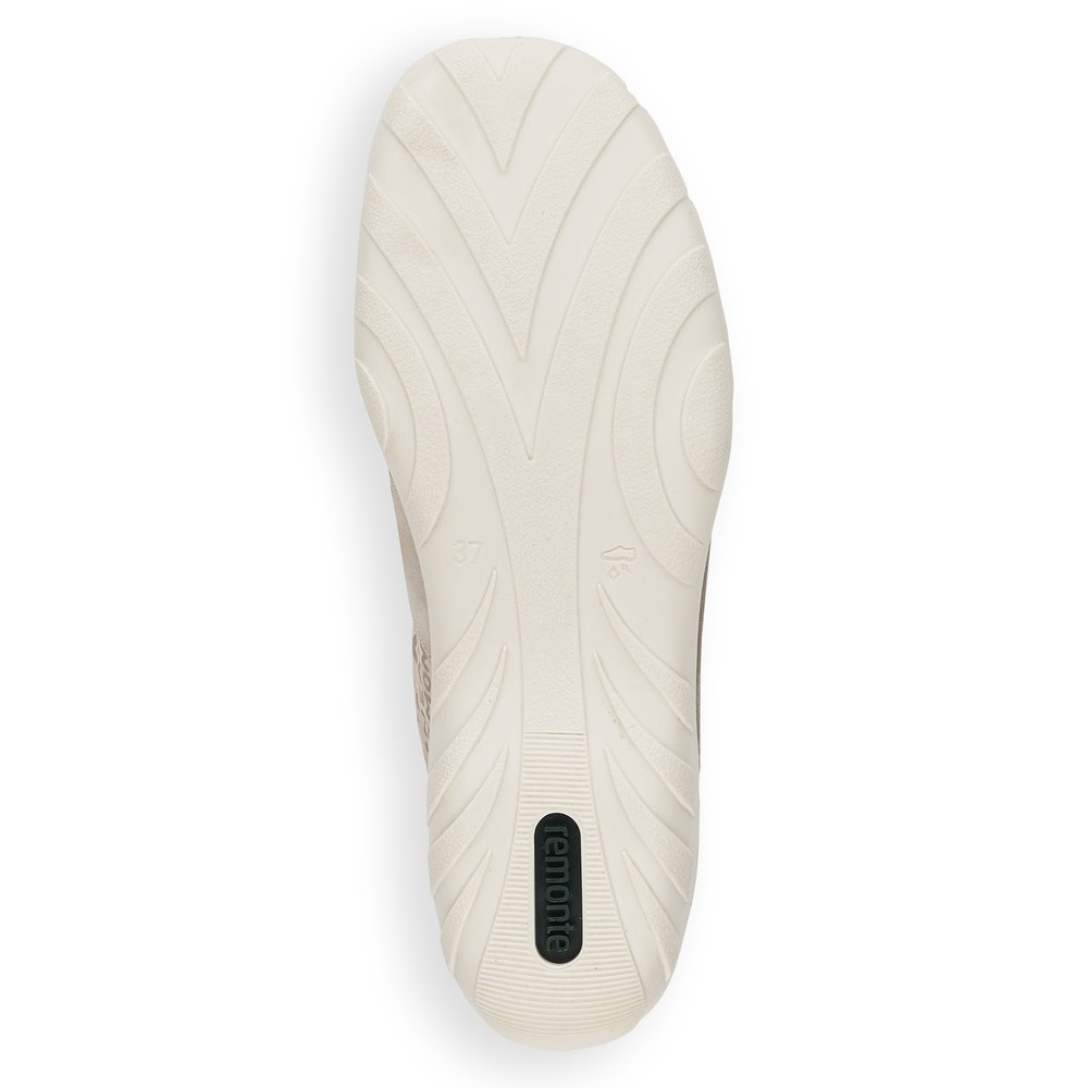 remonte chaussures à lacets beiges femmes R3403-60 avec fermeture éclair. Semelle extérieure de la chaussure.