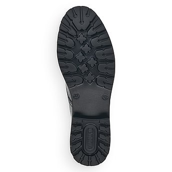 Schwarze Halbschuhe aus Kunstlack mit Schnürung und Wechselfußbett. Schuh Laufsohle. 