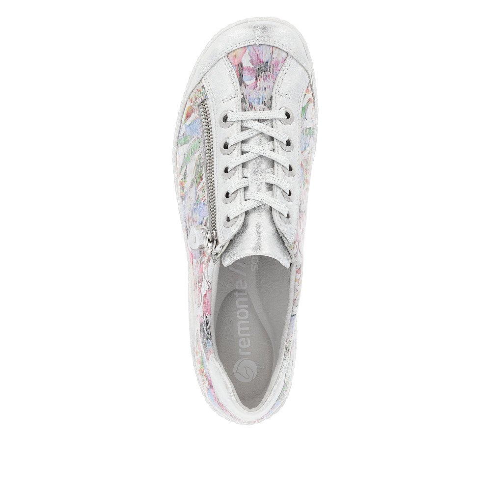 Multi-colored remonte women´s lace-up shoes R1402-96 with zipper. Shoe from the top.