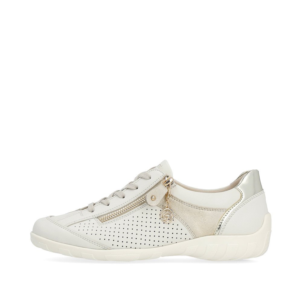 Swan white remonte women´s lace-up shoes R3411-80 with a zipper and comfort width G. Outside of the shoe.