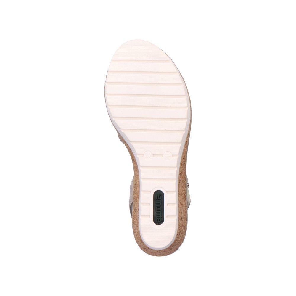 remonte sandales compensées grises femmes R6263-60 avec fermeture velcro. Semelle extérieure de la chaussure.