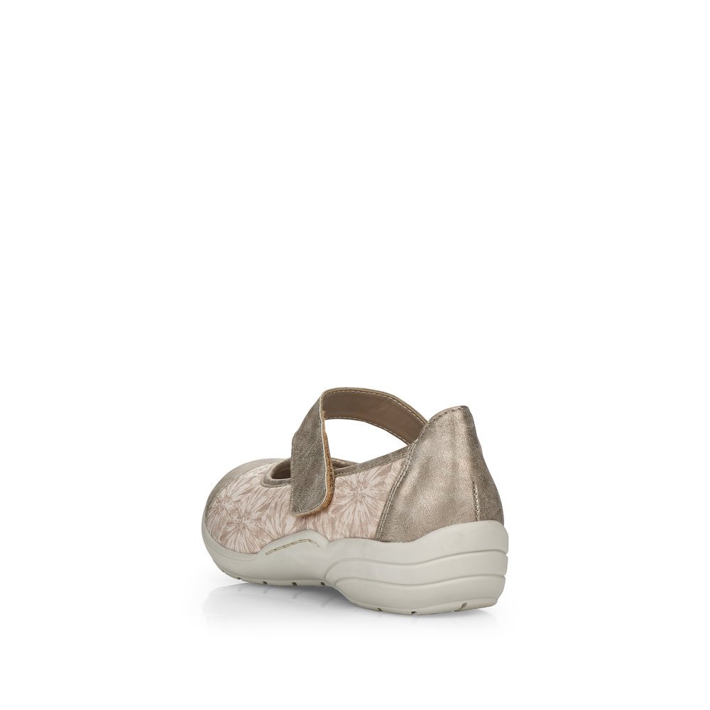 Grey remonte women´s ballerinas R7627-93 with a hook and loop fastener. Shoe from the back.