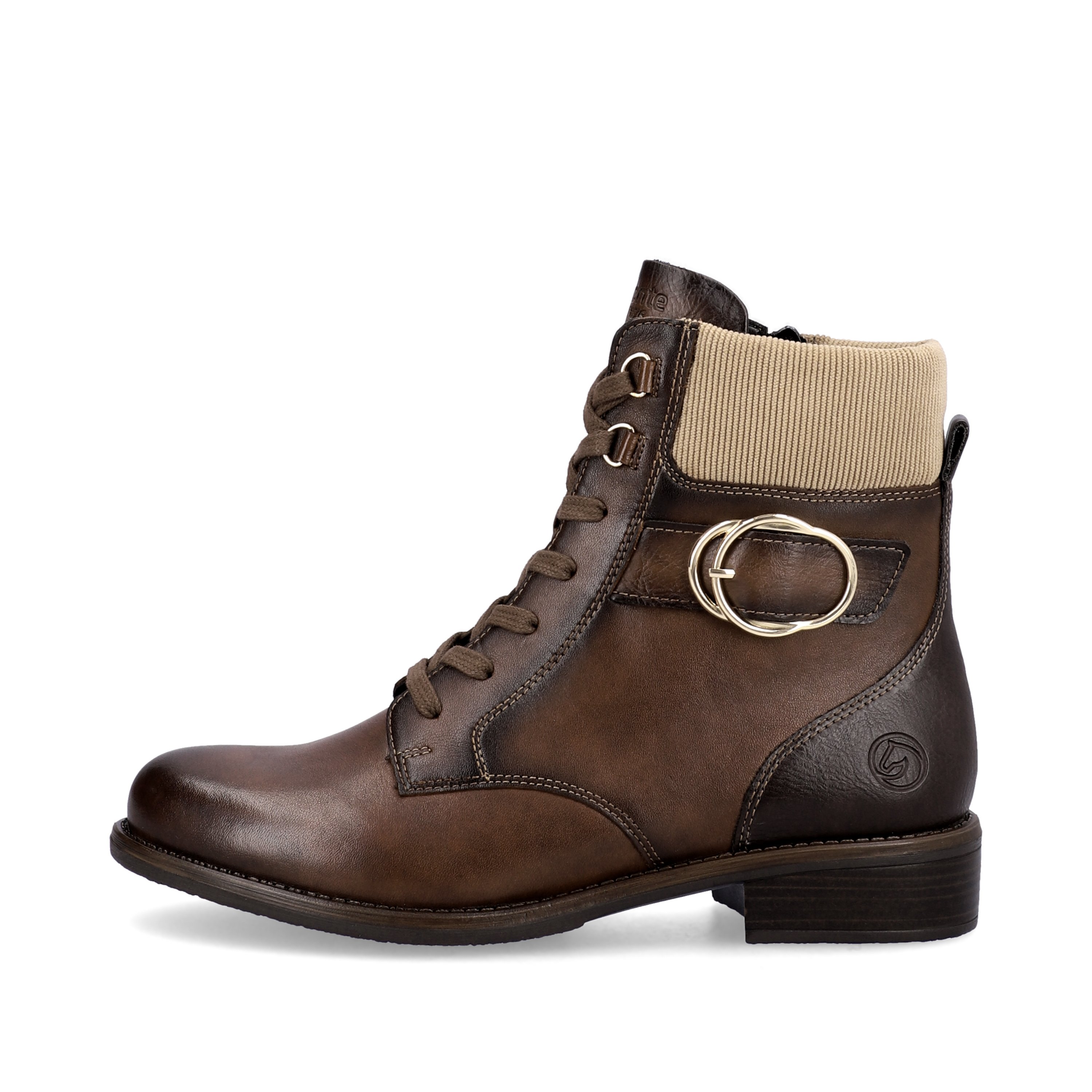 Maroon remonte women´s biker boots D0F76-22 with light sole with block heel. The outside of the shoe