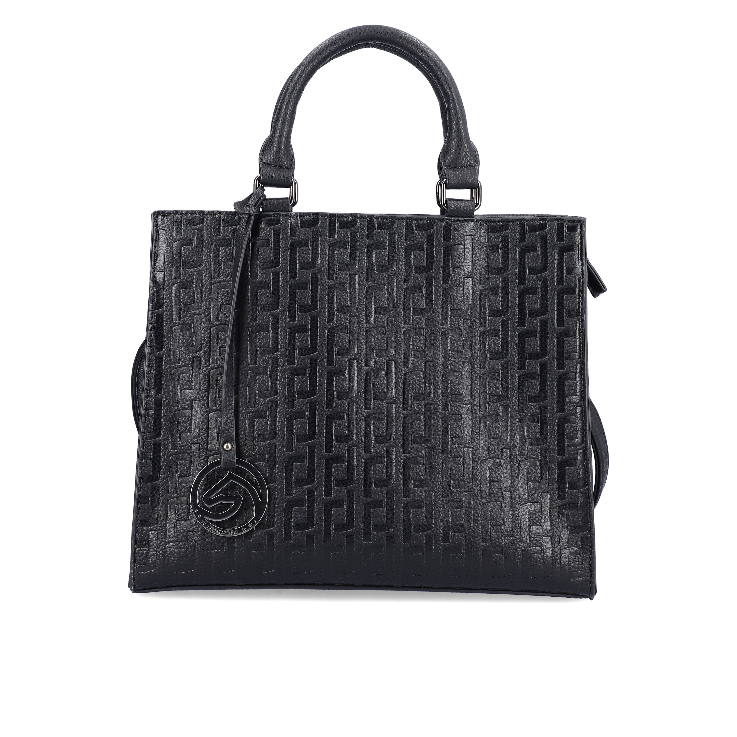remonte women´s bag Q0709-00 in black made of imitation leather with zipper from the front.