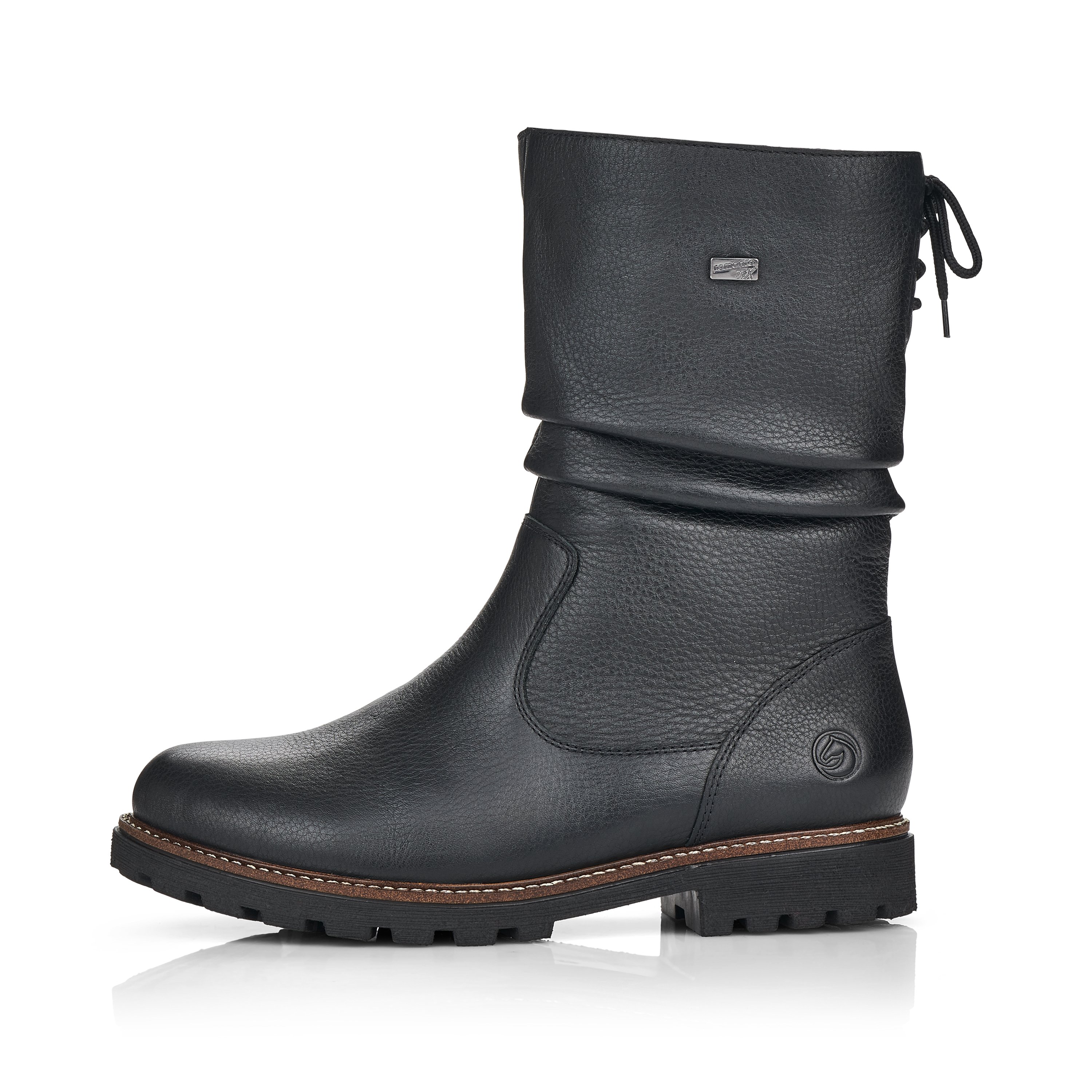 Black remonte women´s ankle boots D8477-01 with zipper as well as profile sole. The outside of the shoe
