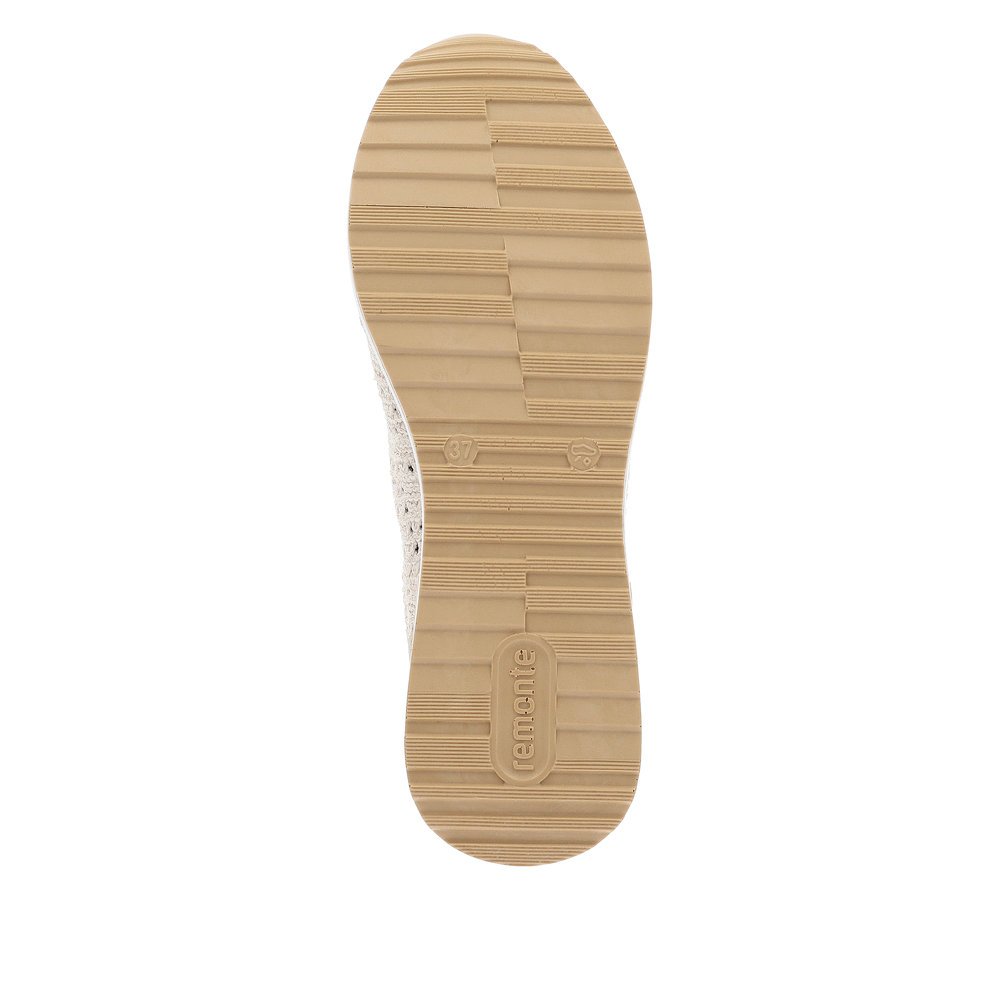 remonte baskets beiges pour femmes D1G04-60 avec lacets. Semelle extérieure de la chaussure.