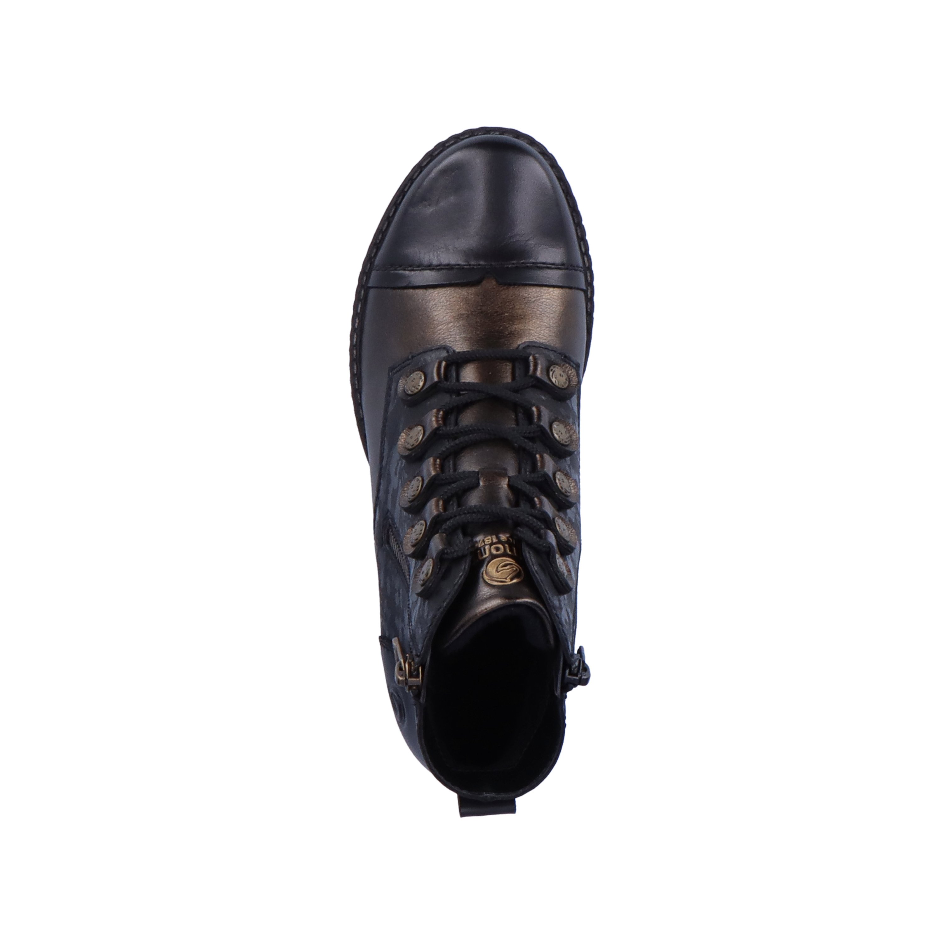 Black remonte women´s lace-up boots D4391-02 with hard-wearing profile sole. Shoe from the top