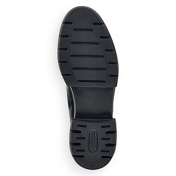 Schwarze Stiefel warm gefüttert aus Glattleder mit Reißverschluss und Schnürung, Stretch-Einsatz im Wadenbereich und Wechselfußbett. Schuh Laufsohle. 