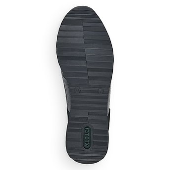 Schwarze Halbschuhe aus Veloursleder und Lederimitat mit Wechselfußbett. Schuh Laufsohle. 