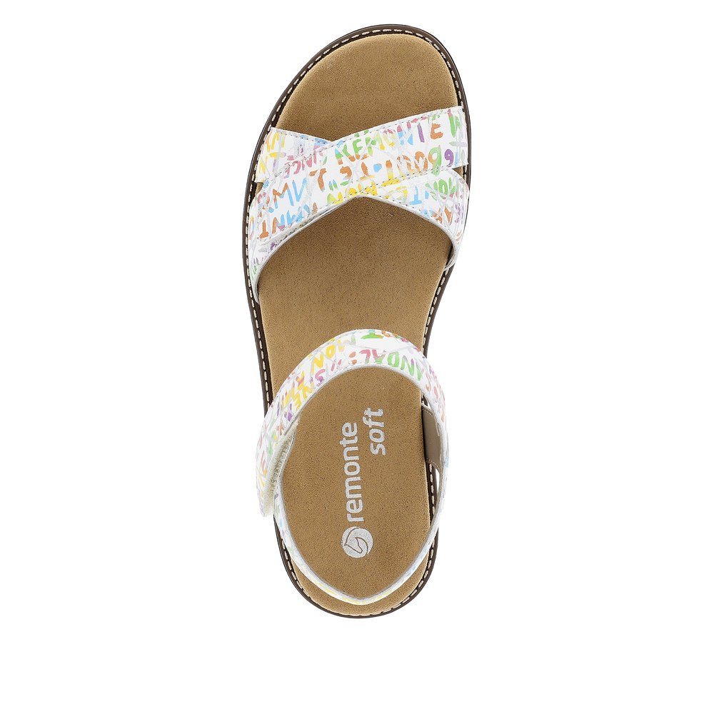Colorful remonte women´s strap sandals D2049-81 with a hook and loop fastener. Shoe from the top.