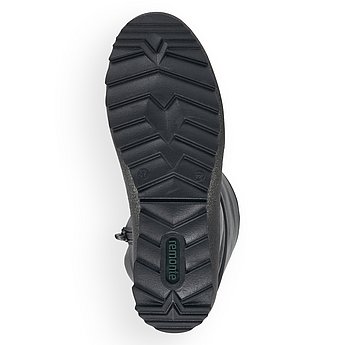 Schwarze Stiefeletten warm gefüttert aus Glattleder mit Reißverschluss und Wechselfußbett. Schuh Laufsohle. 