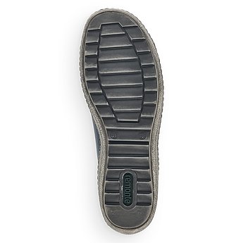 Blaue Kurzstiefel leicht wärmend aus Glattleder mit Reißverschluss und Schnürung, wasserabweisendem Remonte TEX und Wechselfußbett. Schuh Laufsohle. 
